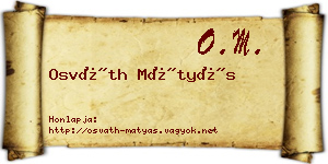 Osváth Mátyás névjegykártya