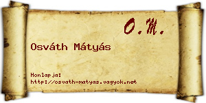 Osváth Mátyás névjegykártya